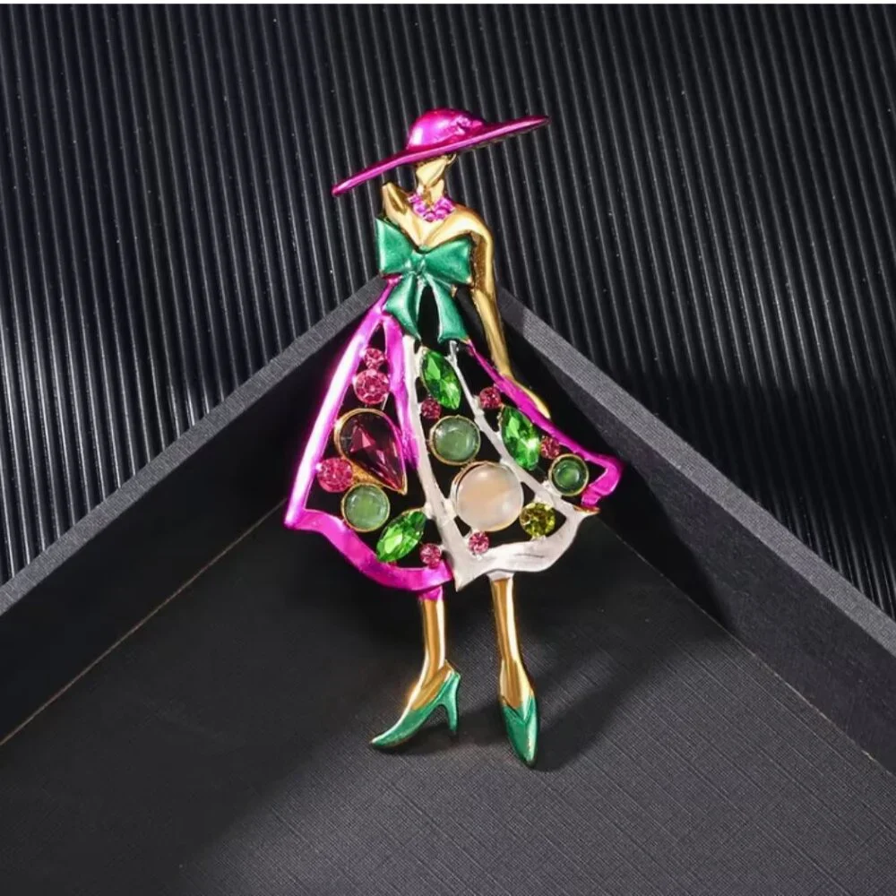 Brooch in purple and green colors, lovely fashion lady. NWT! - Picture 4 of 4